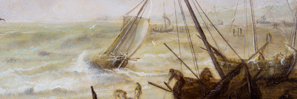 Gemäldekopien nach historischen Maltechniken, Detail aus Seestück von Pieter Mulier