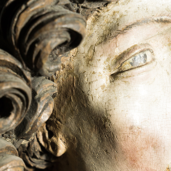 Konservierung und Restaurierung Breuer-Altar aus der St. Jakobi-Kirche Chemnitz, Detail der Johannes Skulptur