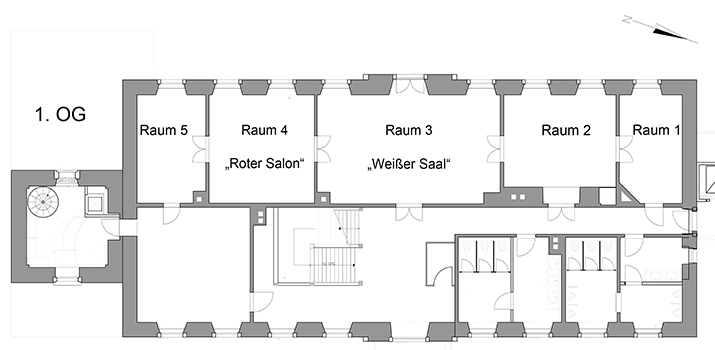 Herrenhaus Ermlitz, Grundriss der Beletage