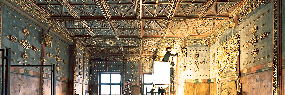 Konservierung und Restaurierung der Fürstenzimmer auf der Festung Hohensalzburg, Arbeiten auf Gerüst